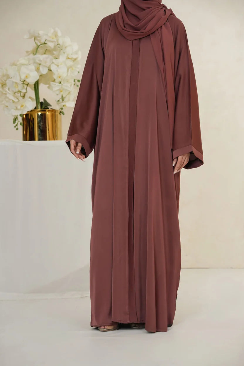 Nida Fabric pocket Abaya for Women – Brown Color
