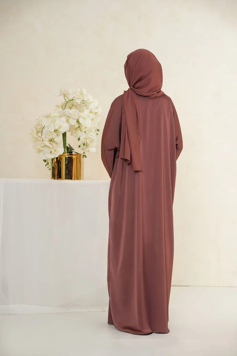 Nida Fabric pocket Abaya for Women – Brown Color