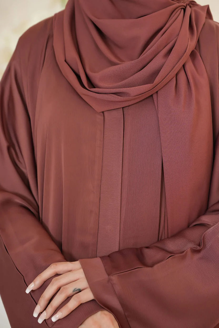 Nida Fabric pocket Abaya for Women – Brown Color