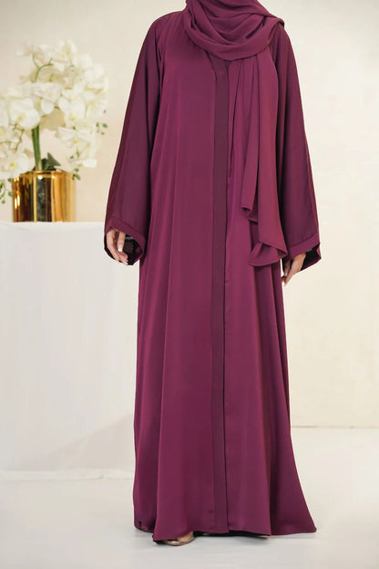 Nida Fabric Pocket Abaya for Women – Maroon