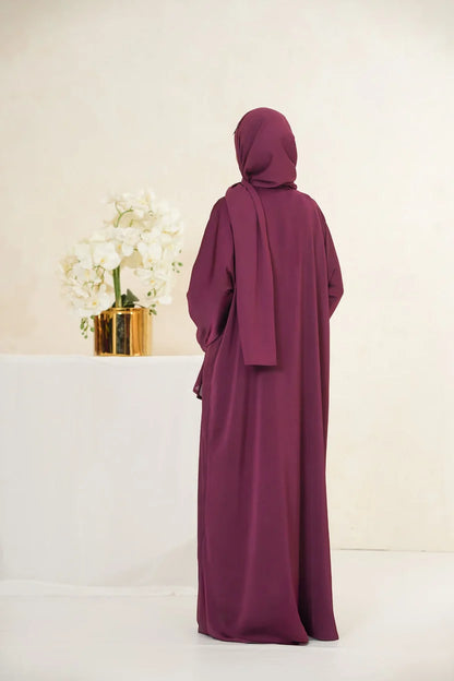 Nida Fabric Pocket Abaya for Women – Maroon