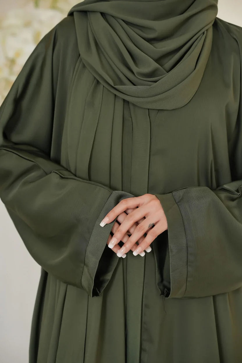 Nida Fabric Pocket Abaya for Women – Green