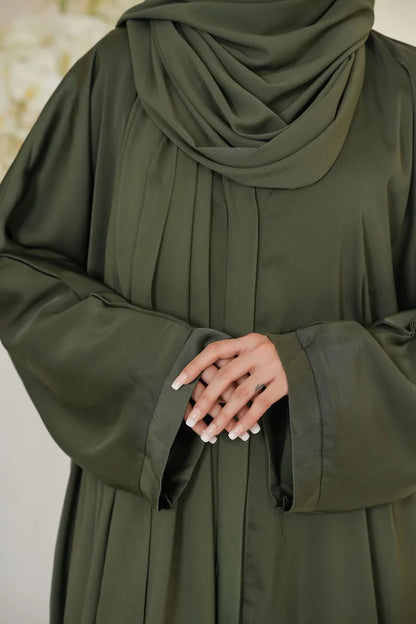 Nida Fabric Pocket Abaya for Women – Green