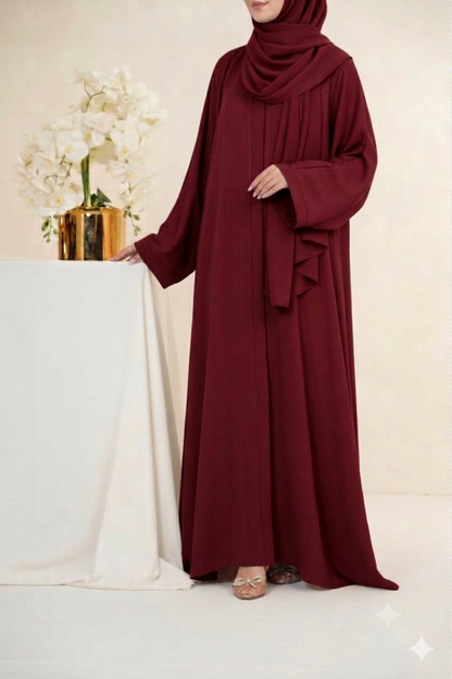 Nida Fabric Pocket Abaya for Women – Maroon