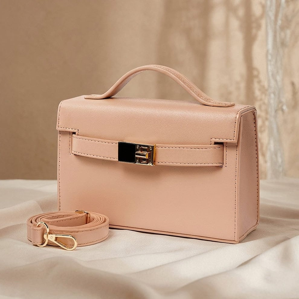 Noir Elegance Structured Crossbody Bag