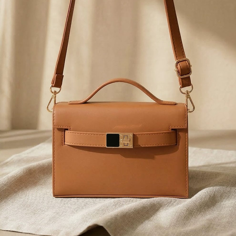 Noir Elegance Structured Crossbody Bag