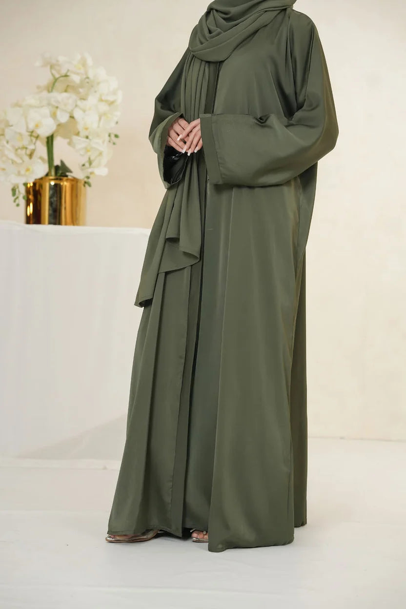 Nida Fabric Pocket Abaya for Women – Green