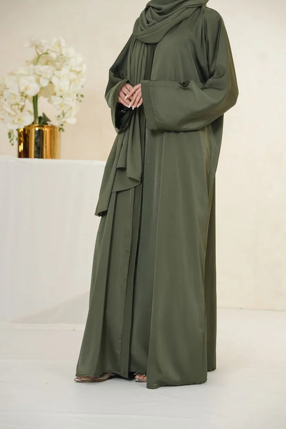 Nida Fabric Pocket Abaya for Women – Green