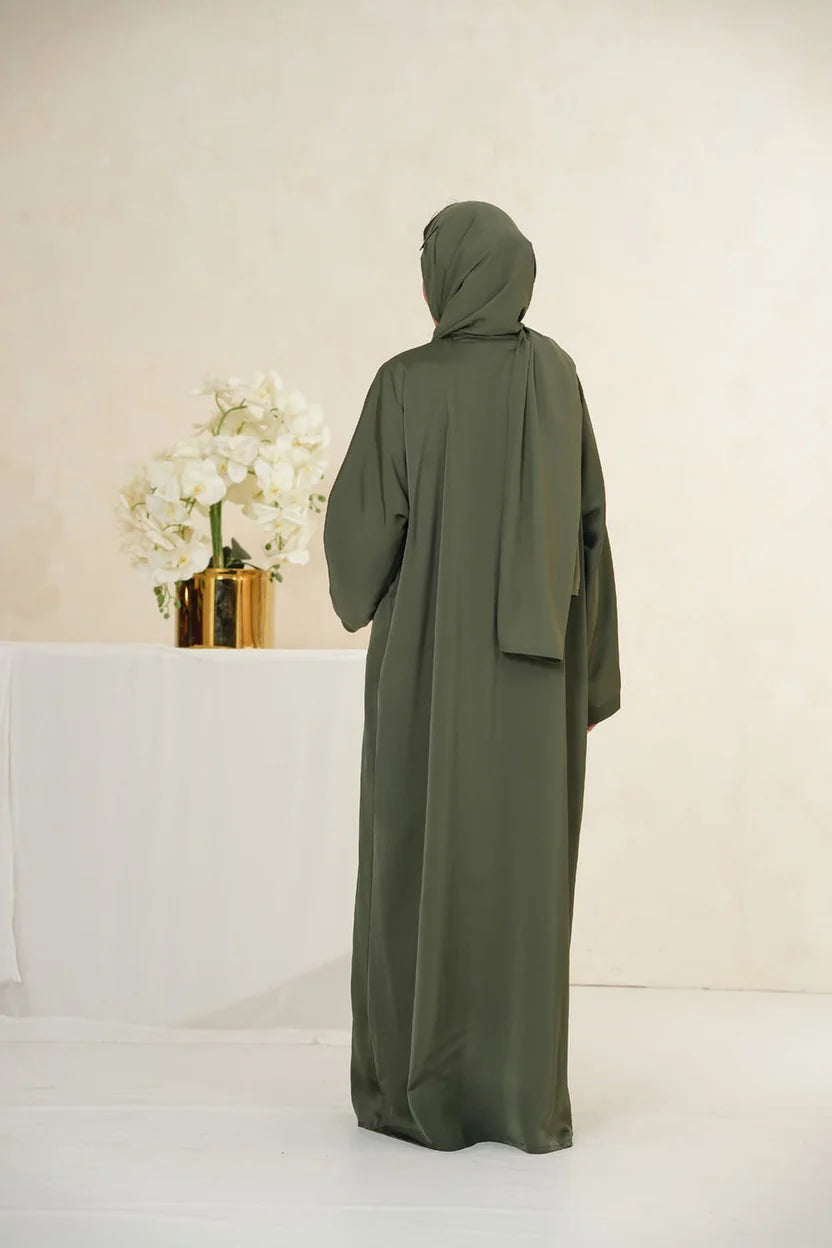 Nida Fabric Pocket Abaya for Women – Green