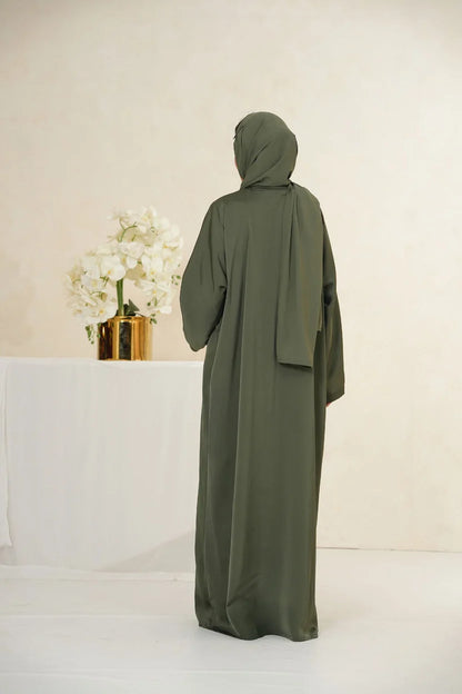 Nida Fabric Pocket Abaya for Women – Green
