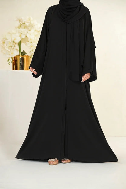 Nida Fabric Pocket Abaya for Women – Black